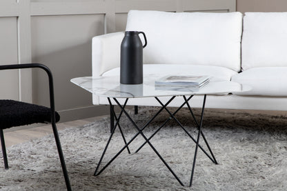 Tristar Couchtisch aus Metall und Glas in Weiß