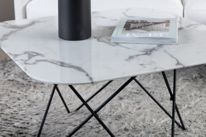 Tristar Couchtisch aus Metall und Glas in Weiß