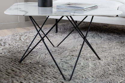 Tristar Couchtisch aus Metall und Glas in Weiß