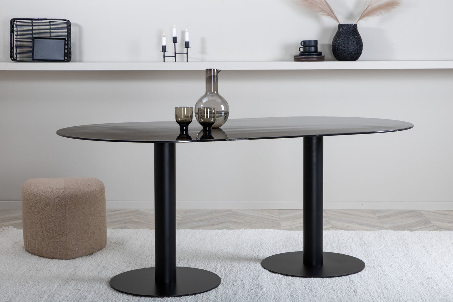 Pillan Esstisch in Schwarz/Marmoroptik, 180cm