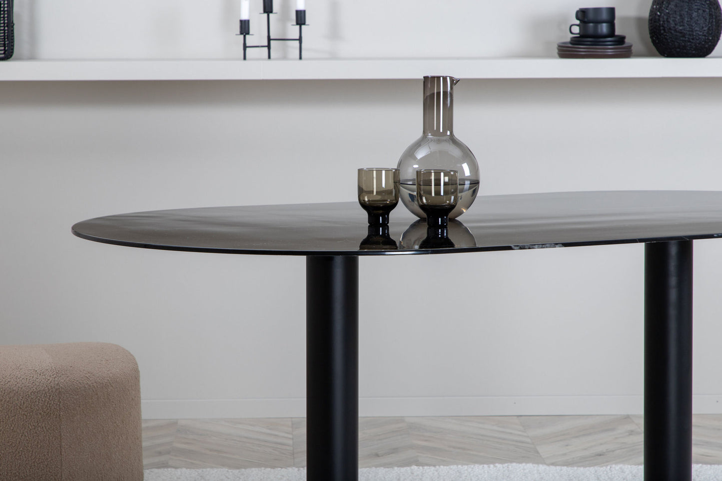 Pillan Esstisch in Schwarz/Marmoroptik, 180cm