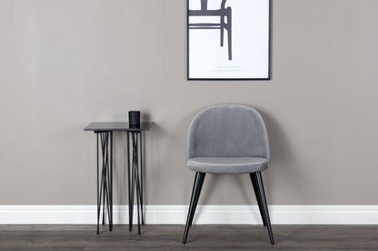 2er-Set Esszimmerstühle Velvet, Graue Samt-Optik