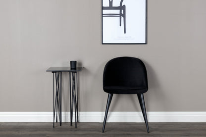 2er-Set Esszimmerstühle Velvet, Schwarze Samt-Optik
