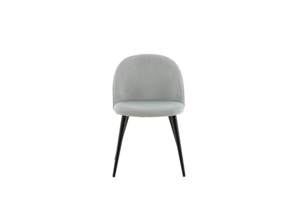 2er-Set Esszimmerstühle Velvet, Graue Cord-Optik