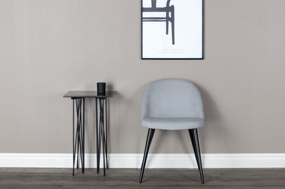 2er-Set Esszimmerstühle Velvet, Graue Cord-Optik