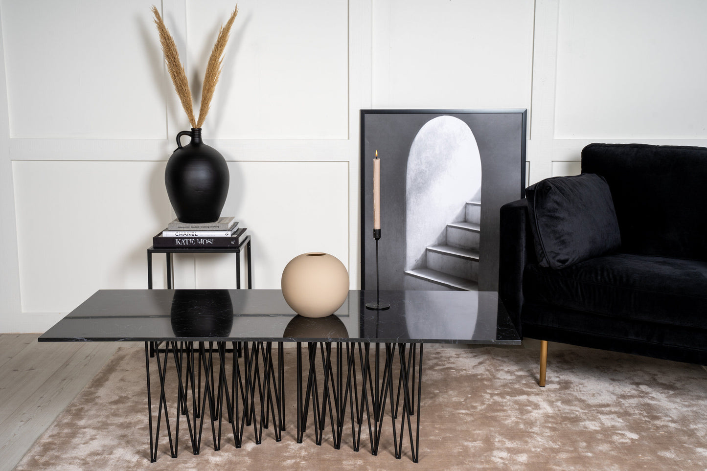 Stone Sofatisch aus Stahl in Schwarz
