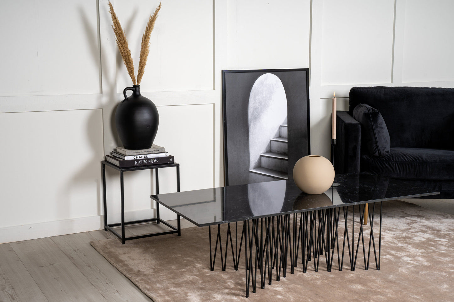 Stone Sofatisch aus Stahl in Schwarz