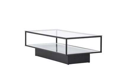 Couchtisch Maglehem aus Glas mit schwarzem Metallrahmen