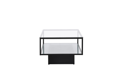 Couchtisch Maglehem aus Glas mit schwarzem Metallrahmen