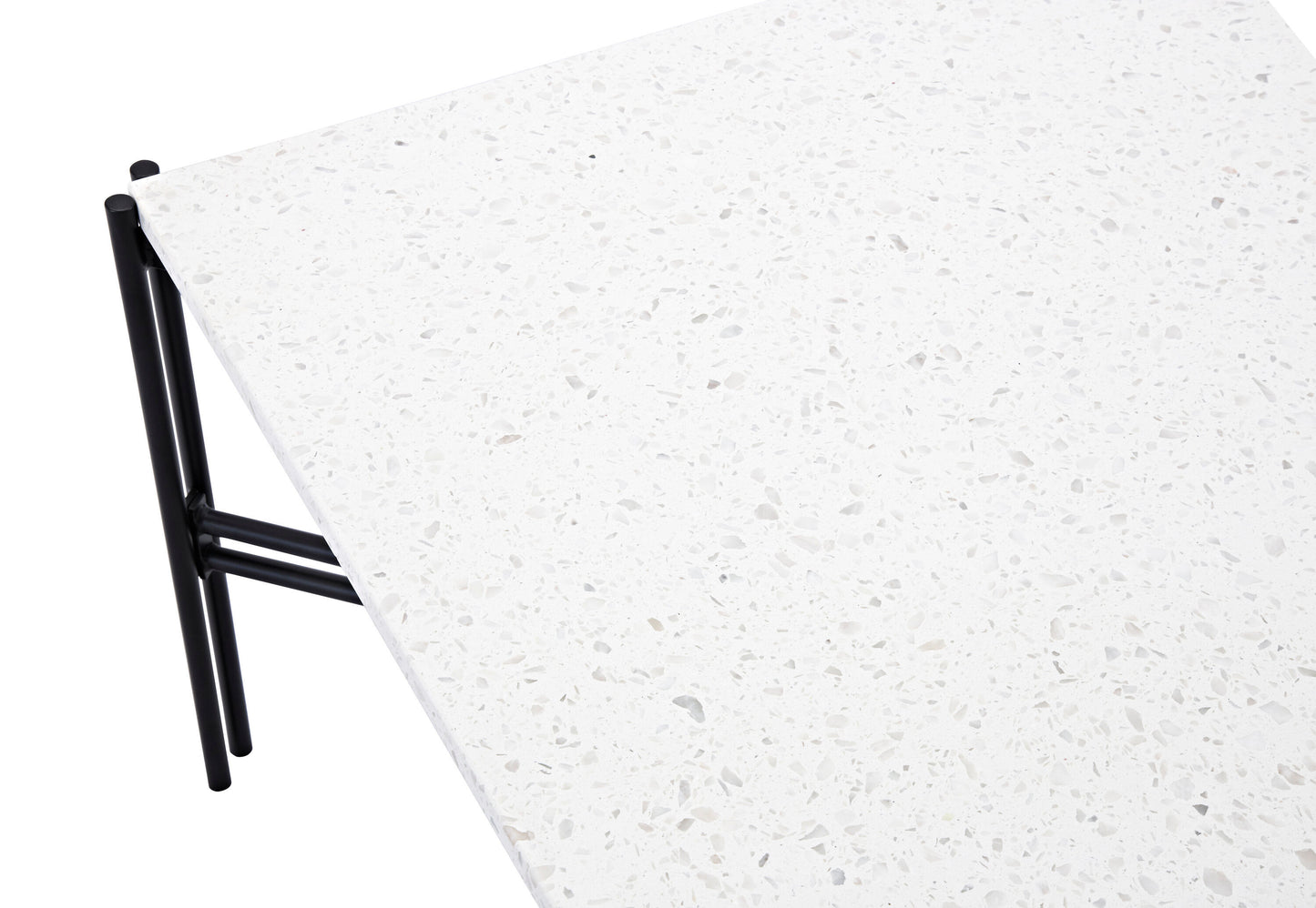 Razzia Couchtisch aus Stahl/Terrazzo in Weiß/Schwarz