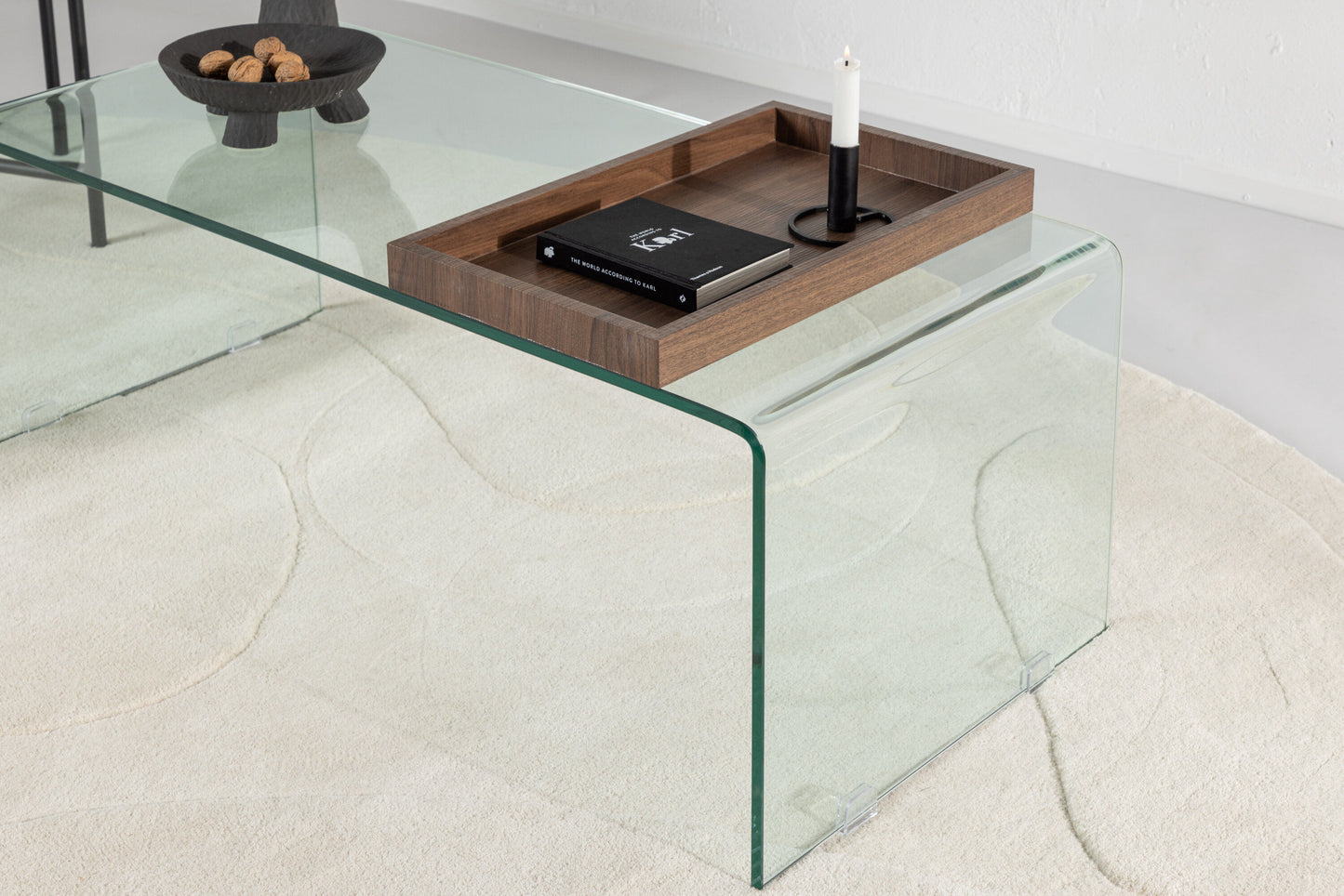 Telemark Couchtisch aus Glas mit Tablett