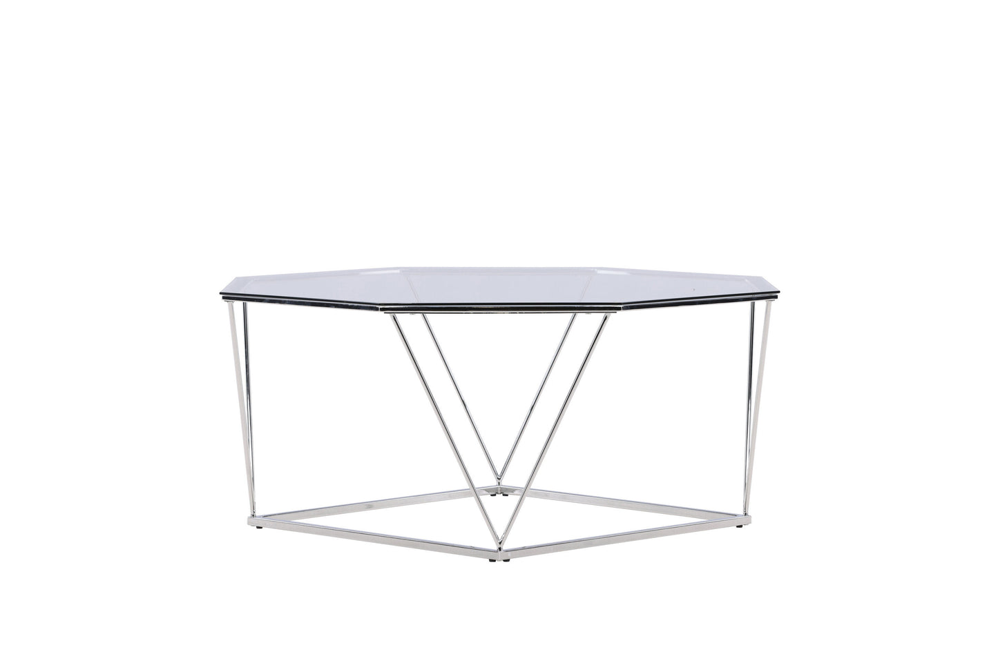 Österlen Couchtisch aus Glas und Stahl in Silber