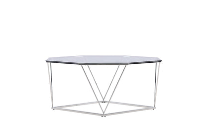 Österlen Couchtisch aus Glas und Stahl in Silber