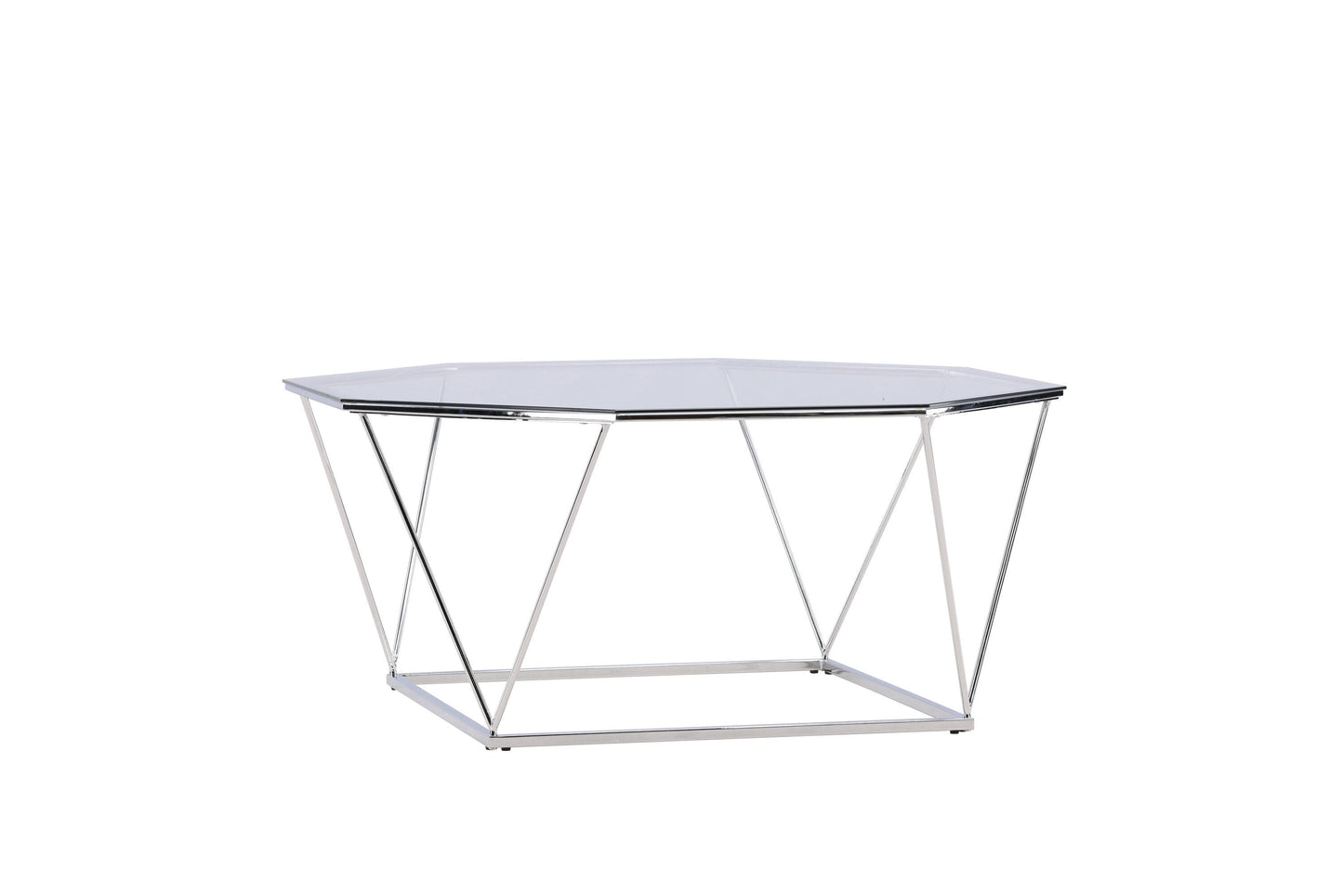 Österlen Couchtisch aus Glas und Stahl in Silber