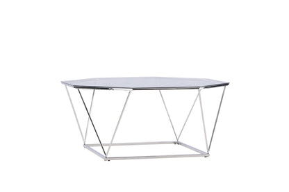Österlen Couchtisch aus Glas und Stahl in Silber
