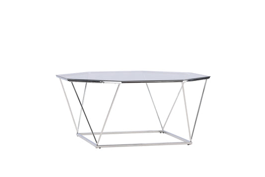 Österlen Couchtisch aus Glas und Stahl in Silber