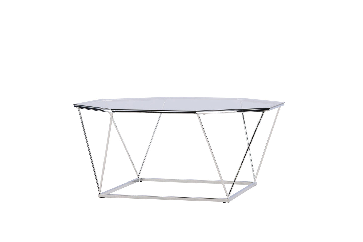 Österlen Couchtisch aus Glas und Stahl in Silber