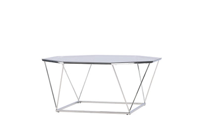 Österlen Couchtisch aus Glas und Stahl in Silber