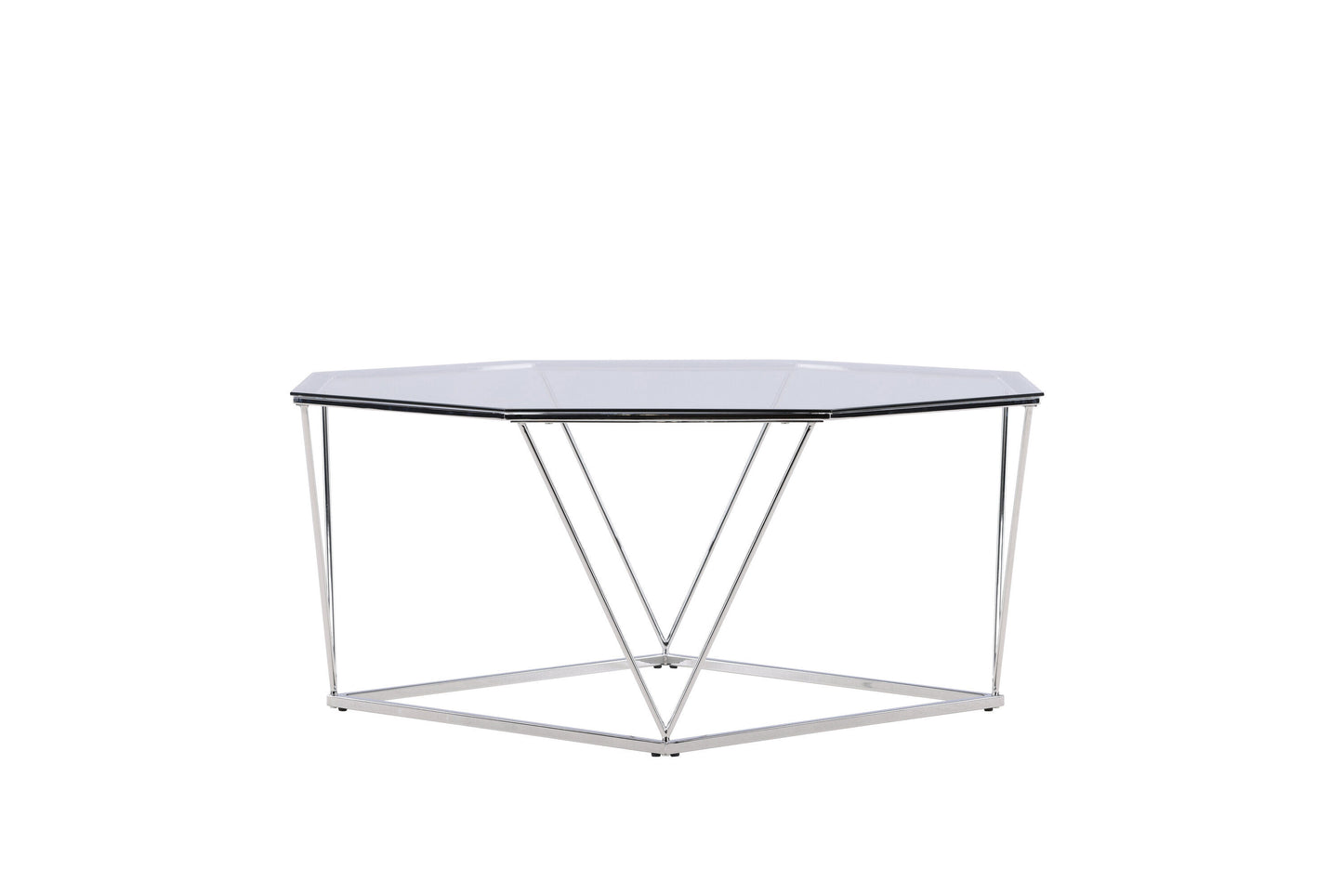 Österlen Couchtisch aus Glas und Stahl in Silber