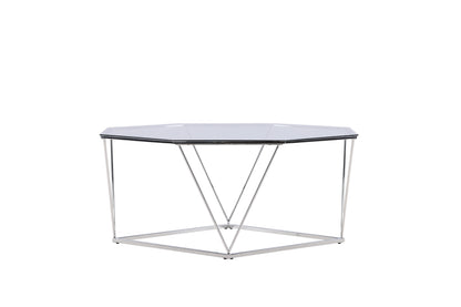 Österlen Couchtisch aus Glas und Stahl in Silber