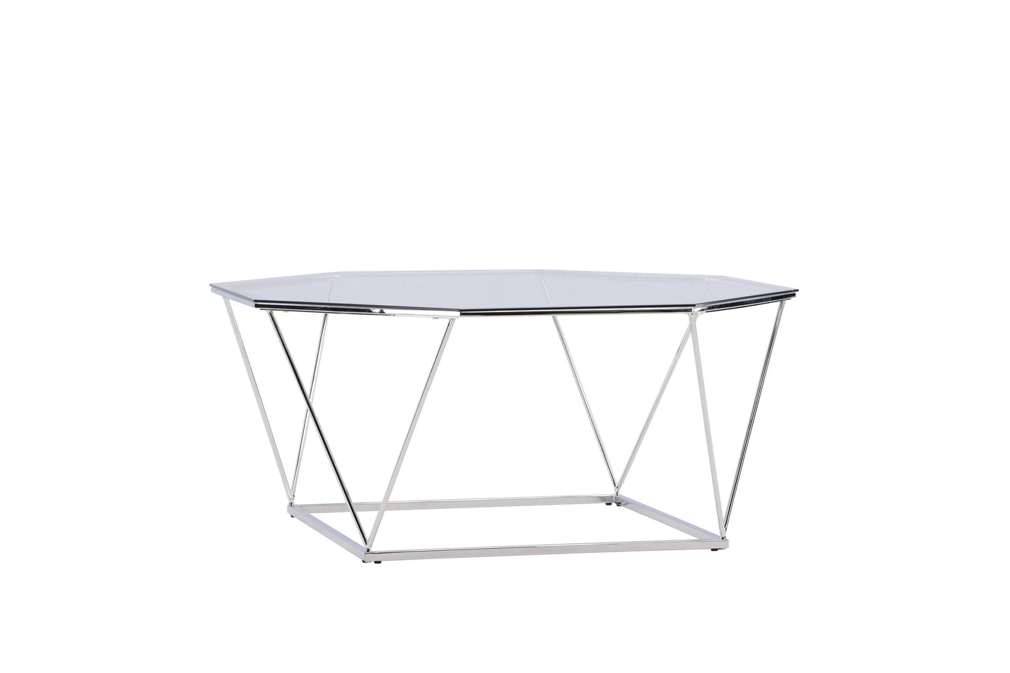 Österlen Couchtisch aus Glas und Stahl in Silber