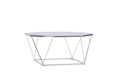 Österlen Couchtisch aus Glas und Stahl in Silber
