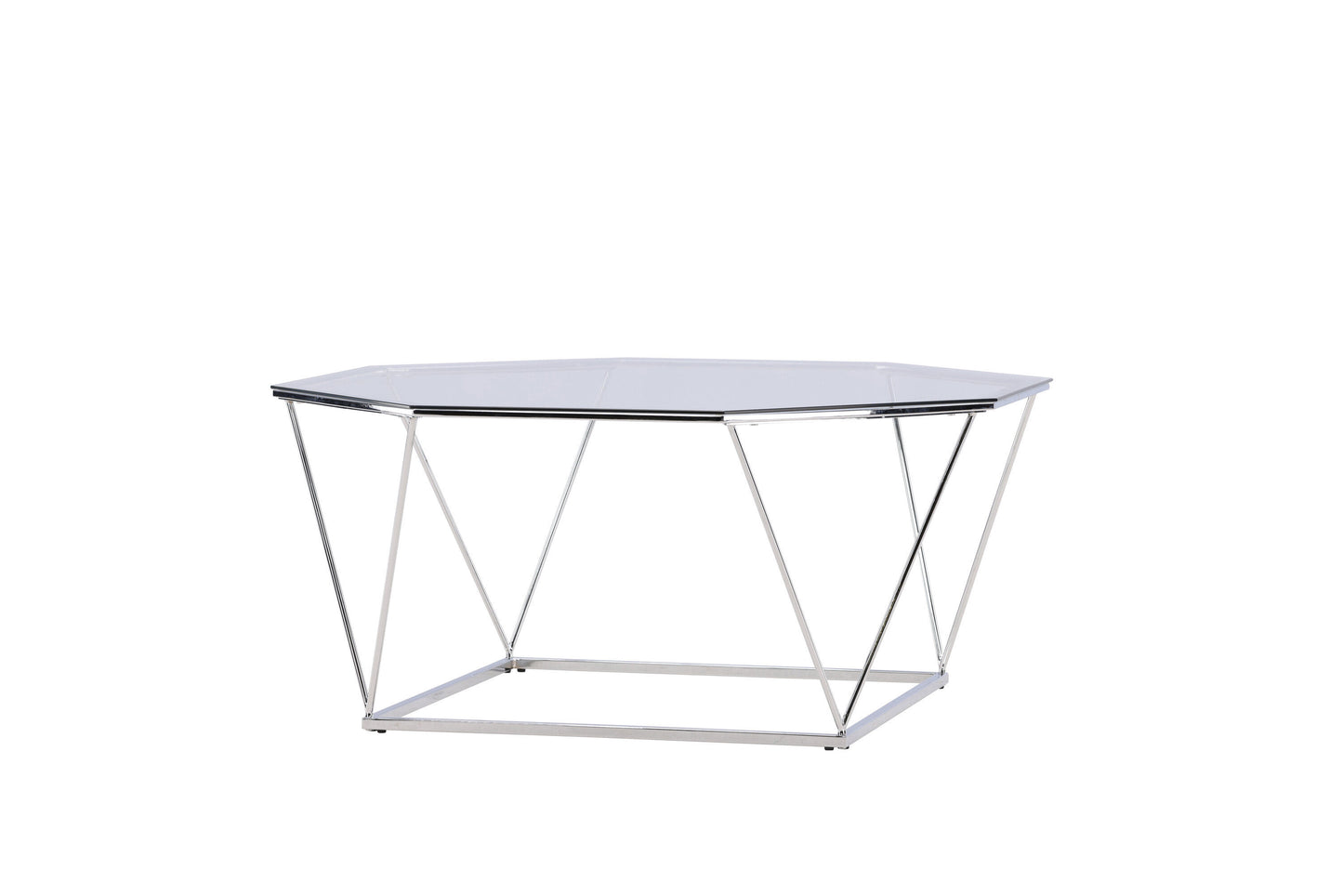 Österlen Couchtisch aus Glas und Stahl in Silber