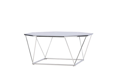 Österlen Couchtisch aus Glas und Stahl in Silber