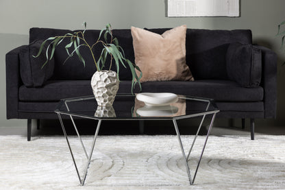 Österlen Couchtisch aus Glas und Stahl in Silber