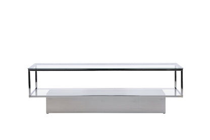 Couchtisch Maglehem aus Glas mit Metallgestell