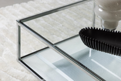 Couchtisch Maglehem aus Glas mit Metallgestell