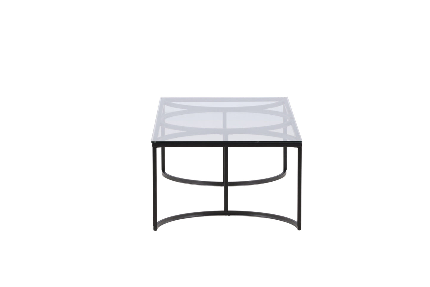 Skanör Couchtisch aus Glas und Metall in Schwarz