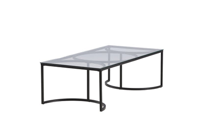 Skanör Couchtisch aus Glas und Metall in Schwarz