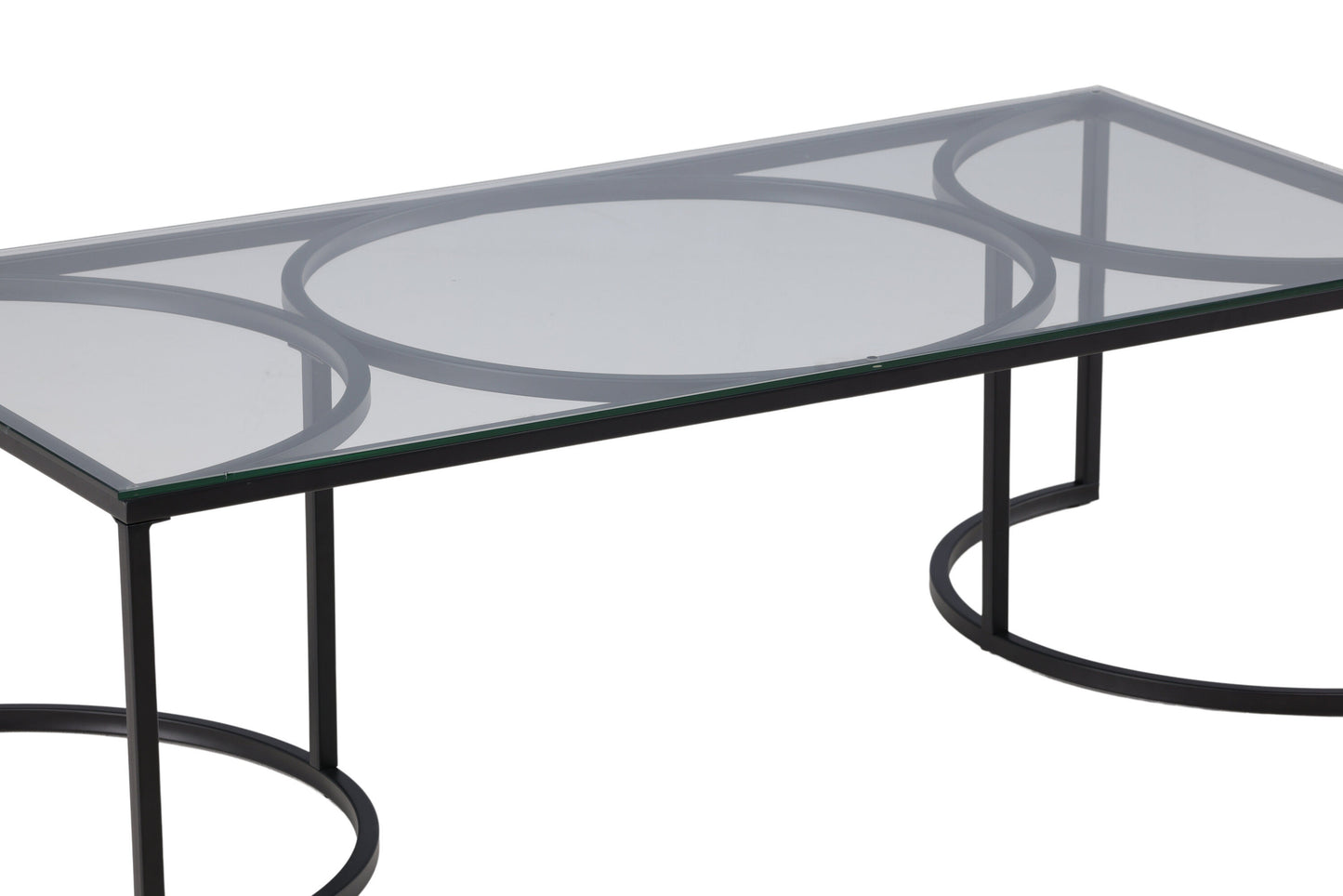 Skanör Couchtisch aus Glas und Metall in Schwarz