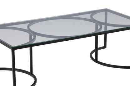 Skanör Couchtisch aus Glas und Metall in Schwarz