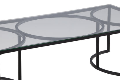 Skanör Couchtisch aus Glas und Metall in Schwarz