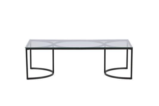 Skanör Couchtisch aus Glas und Metall in Schwarz