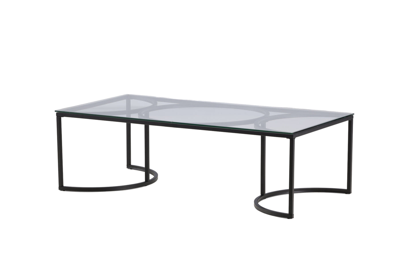 Skanör Couchtisch aus Glas und Metall in Schwarz