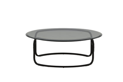 Lomma Sofatisch aus Stahl und Glas in Schwarz