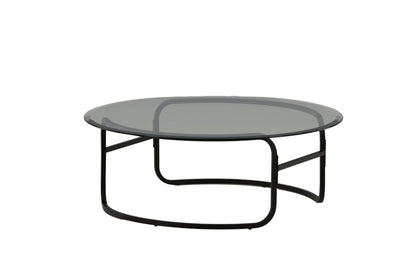 Lomma Sofatisch aus Stahl und Glas in Schwarz