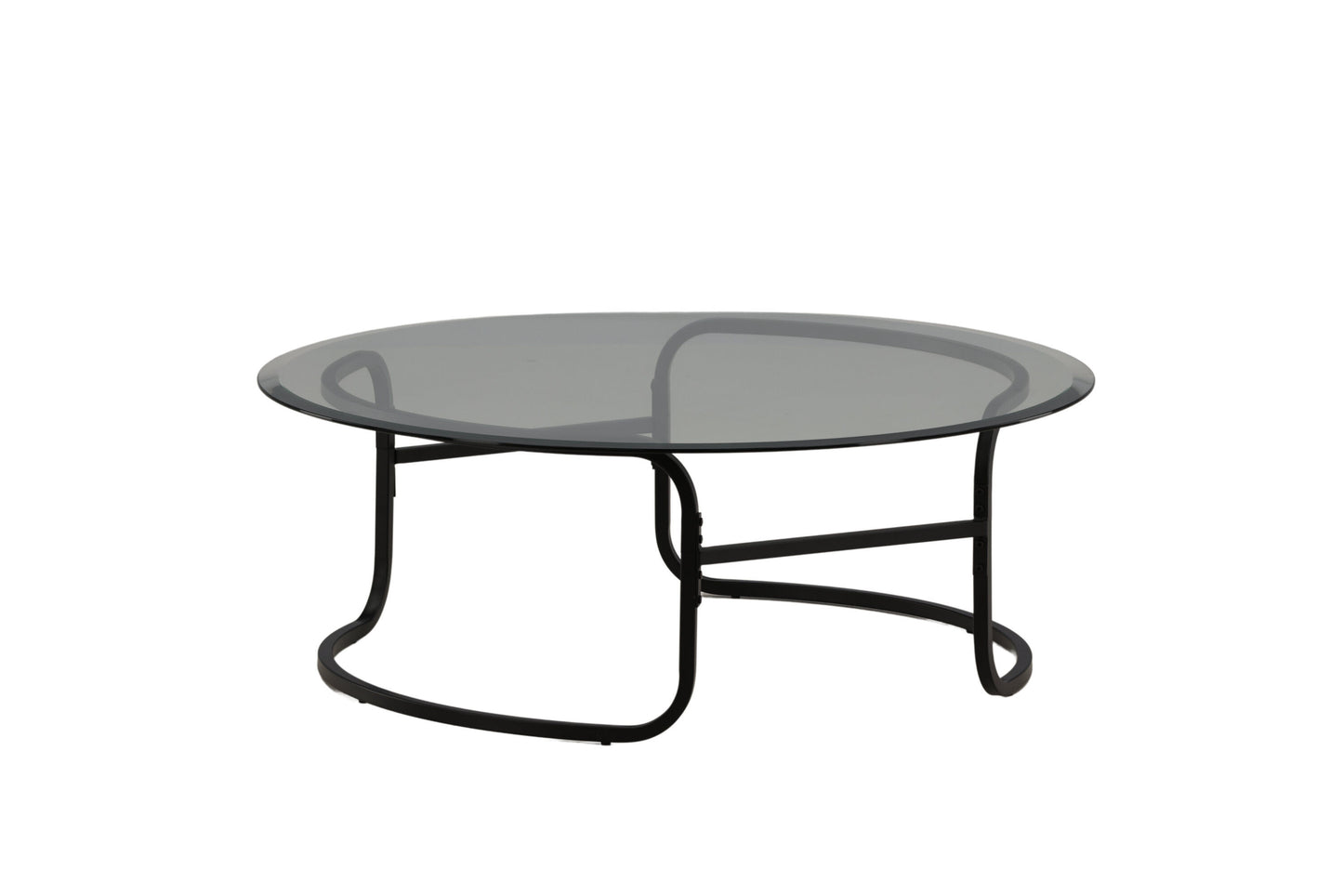 Lomma Sofatisch aus Stahl und Glas in Schwarz