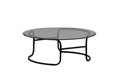 Lomma Sofatisch aus Stahl und Glas in Schwarz