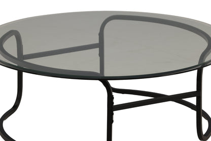Lomma Sofatisch aus Stahl und Glas in Schwarz
