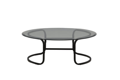 Lomma Sofatisch aus Stahl und Glas in Schwarz