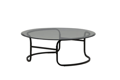 Lomma Sofatisch aus Stahl und Glas in Schwarz