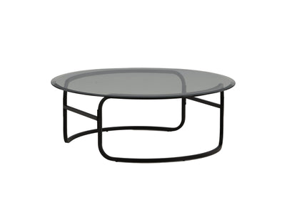 Lomma Sofatisch aus Stahl und Glas in Schwarz