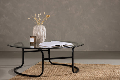 Lomma Sofatisch aus Stahl und Glas in Schwarz