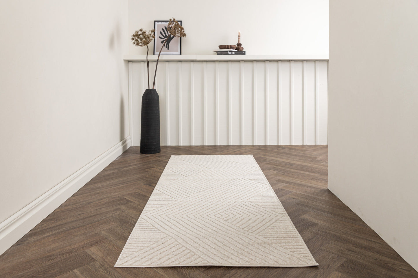 Aron Solar Teppich, Weiß/Creme, 200x80cm