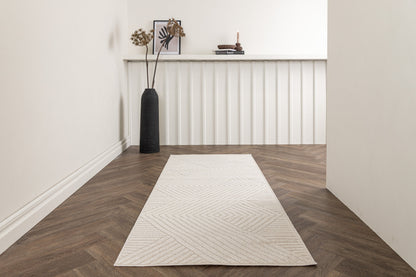 Aron Solar Teppich, Weiß/Creme, 200x80cm