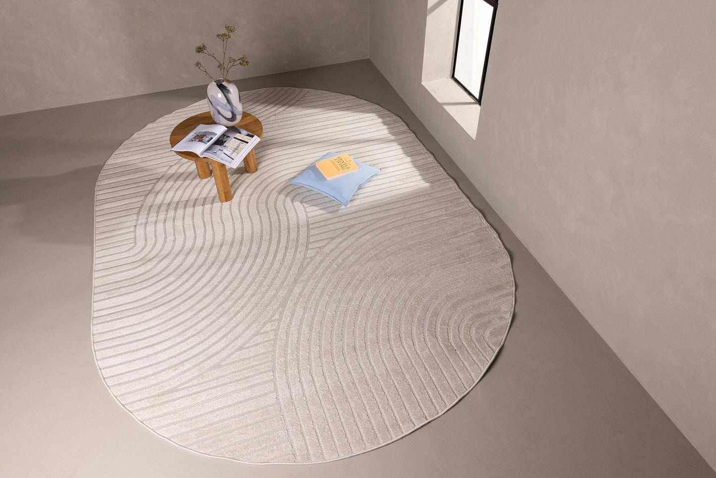 Vince Solar Teppich Oval, Weiß, 340x240cm